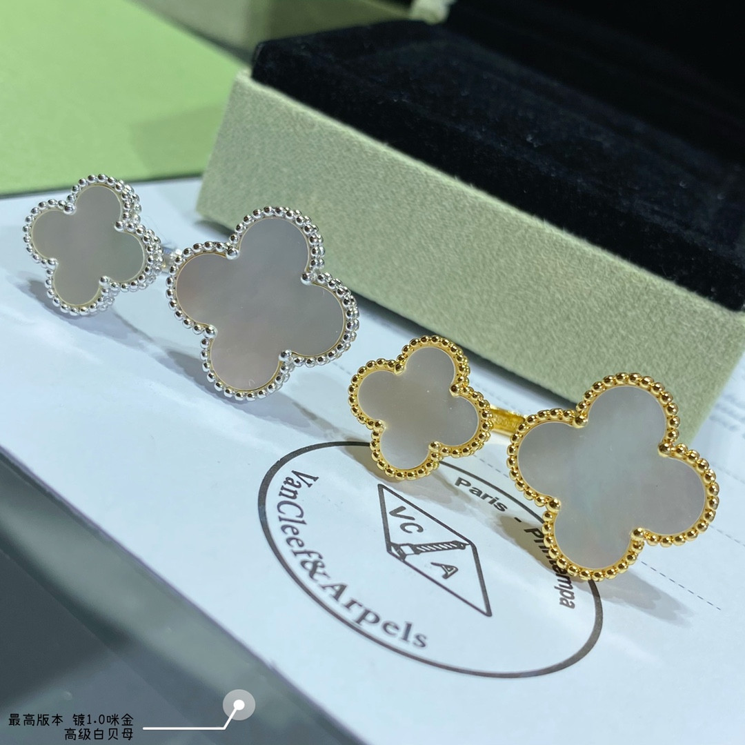v*n cl*f & arpels four-leaf clover preM1vm white fritillary opening ring
